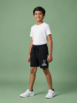 Boys Black Panther Graphic Shorts - Sporty Black Cotton Mix