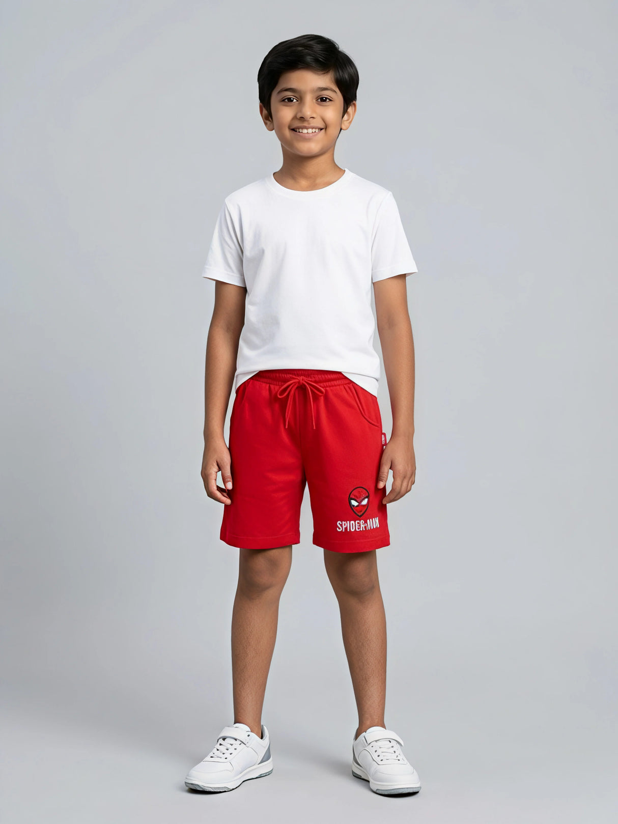 Boys Red Spider-Man Graphic Cotton Shorts