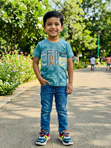 Trendy Boys' Blue Graphic Print Cotton T-Shirt