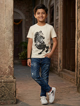 Boys Cream Unicorn Graphic T-Shirt