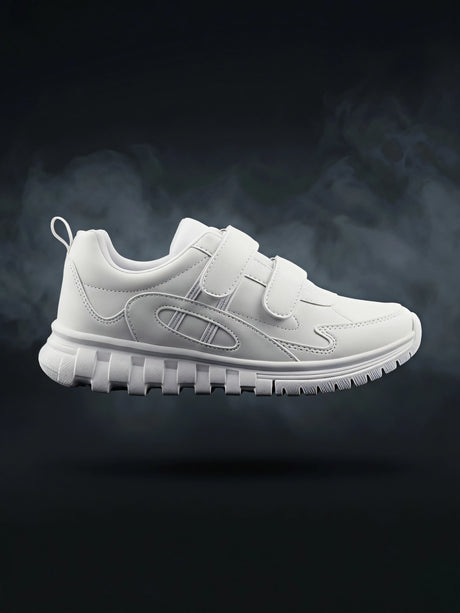 Liberty  Force 10 Unisex White Velcro School Shoes.