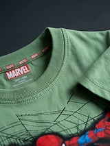 Boys Green Spider-Man Graphic Printed T-Shirt.