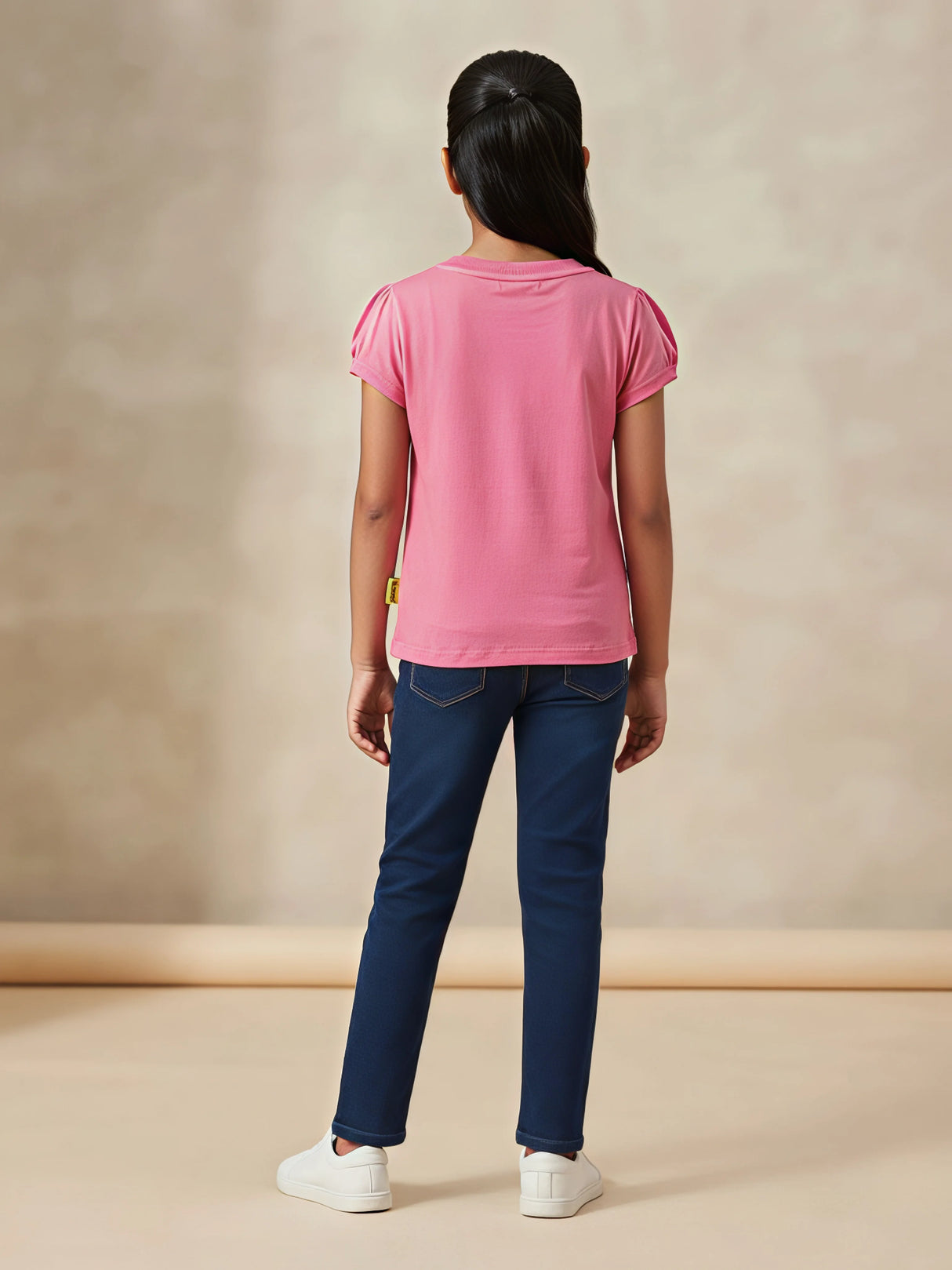 Girls Pink Frozen Printed Puff Sleeve T-Shirt