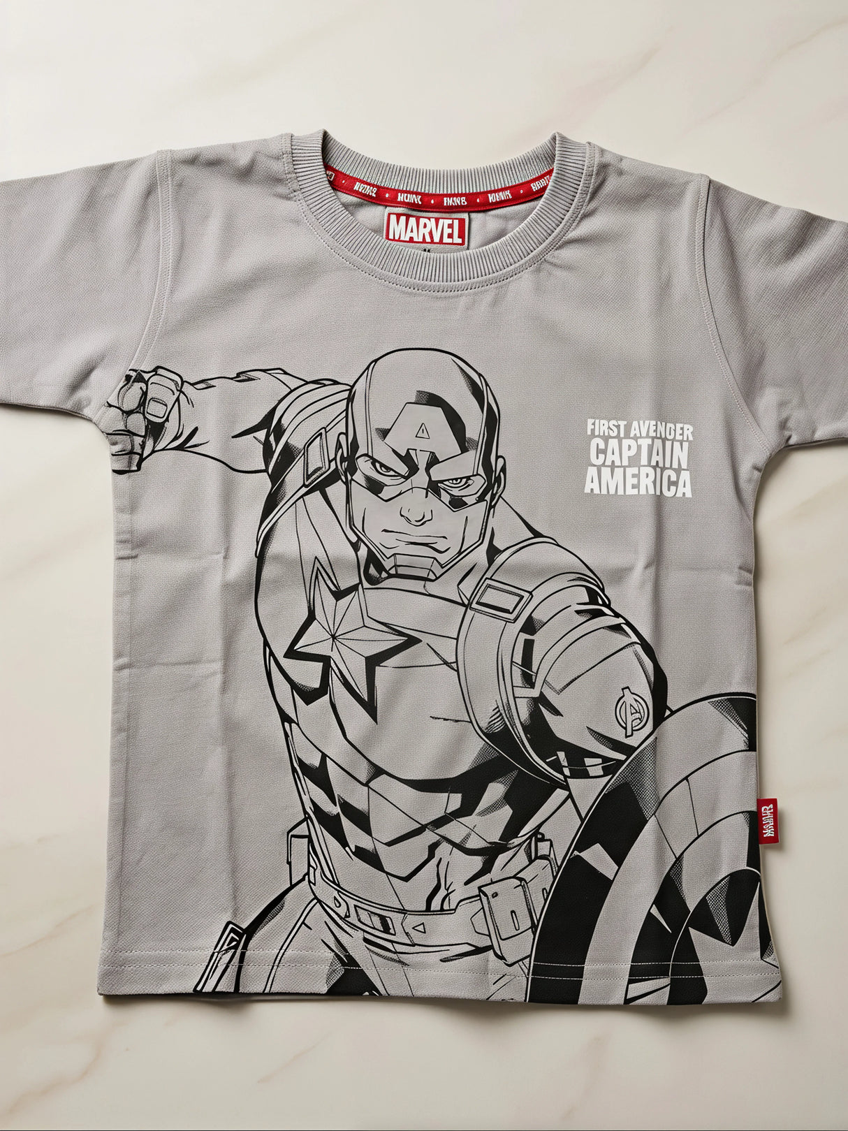 Boys Grey Captain America Graphic Print T-Shirt