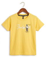Boys' Yellow "Free Sport" Graphic Cotton T-Shirt