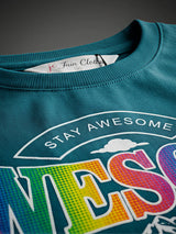 Girls' Green "Awesome" Graphic Crop Top