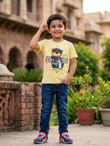 Boys Yellow Freedom Bear Graphic T-Shirt