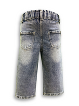 Boys' light blue acid wash denim jeans with strong fading, a comfortable elastic waistband, and a classic straight-leg cut.

Export to Sheets