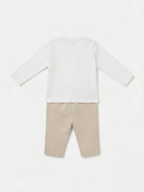 Boys Cream Waistcoat T-Shirt and Trousers Clothing Set.