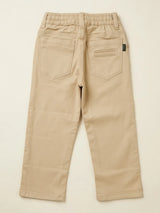 Boys Cream Elastic Waist Casual Pants
