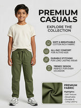 Boys' Forest Green Lightweight Casual Cotton Pants