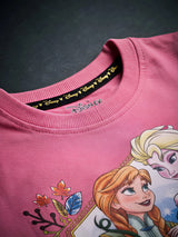 Girls Pink Frozen Printed Puff Sleeve T-Shirt