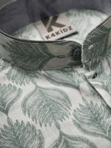 Green Leaf Print Kurta Pajama Set for Boys