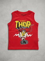 Boys Red Thor Graphic Print Sleeveless T-Shirt
