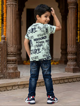 Boys Mint Green Space Explorer Printed T-Shirt