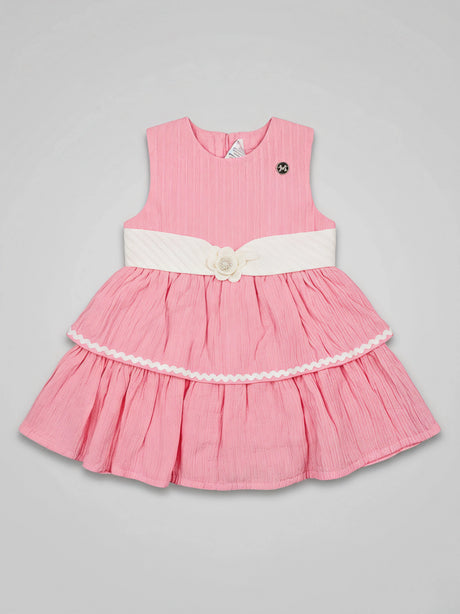 Peach Layered Cotton Frock for Girls