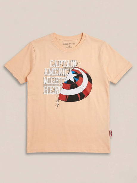 Boys Peach Captain America Graphic T-Shirt