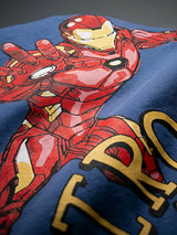 Boys Blue Marvel Iron Man Graphic Printed Round Neck T-Shirt.