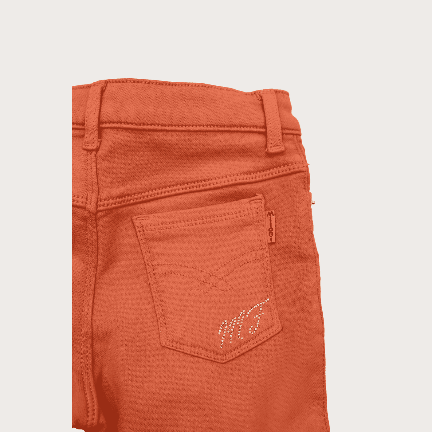 Girls Casual Plain Jeans Shorts Fixed Waist - Tomato