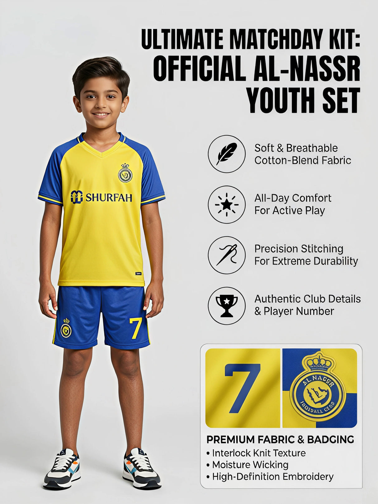 Boys Yellow Sports Jersey and Shorts Co-ord Set