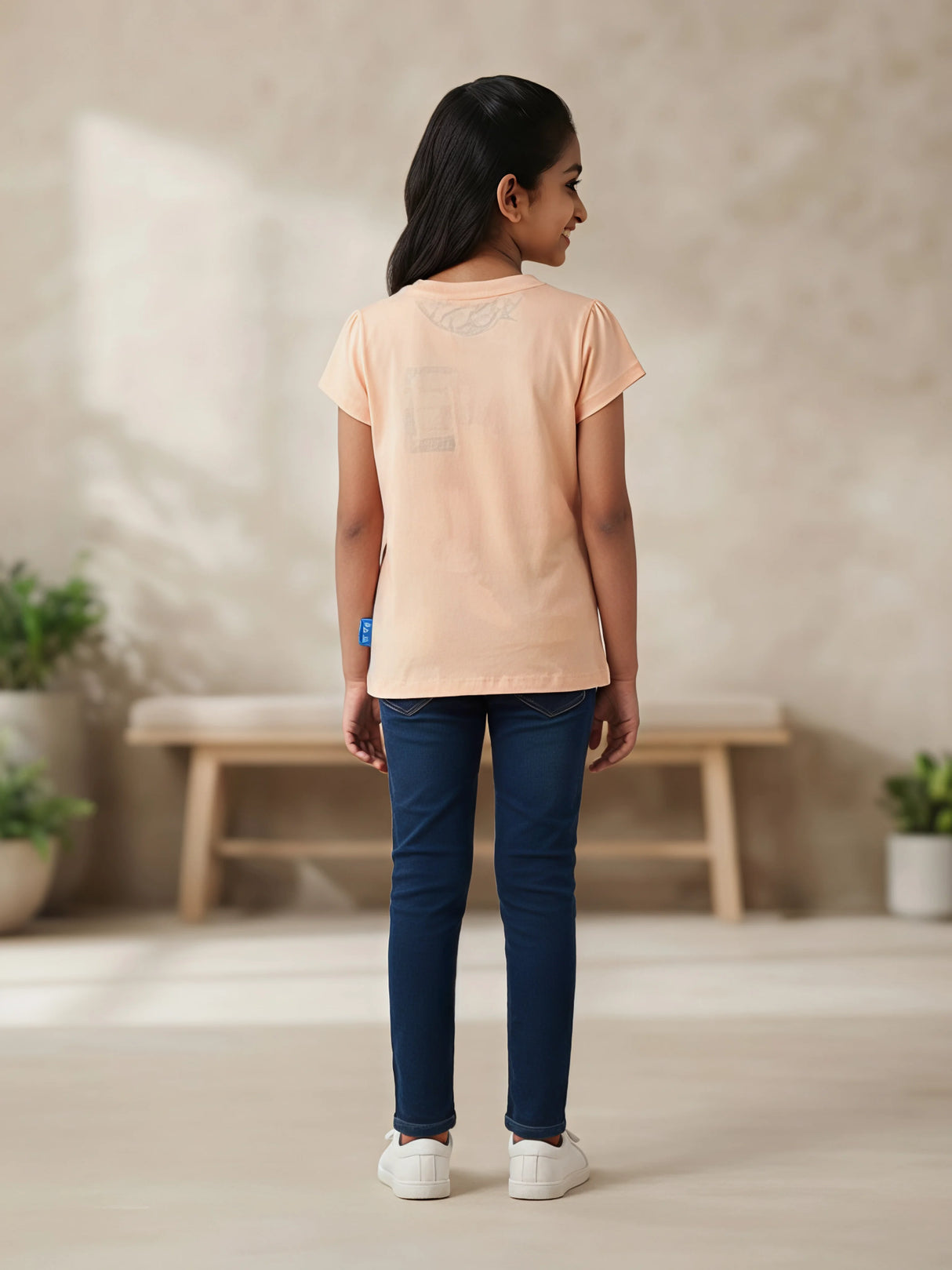 Girls Peach Daisy Duck Graphic T-Shirt