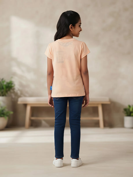 Girls Peach Daisy Duck Graphic T-Shirt