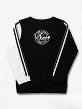 Black Colorblocked Graphic Print Full Sleeve T-Shirt Kids Casual Wear