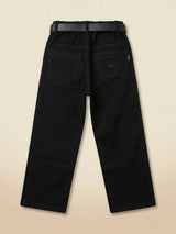 Boys Black Relaxed Fit Casual Trousers