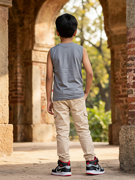 Boys Grey Iron Man Superhero Sleeveless T-shirt