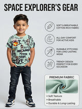 Boys Mint Green Space Explorer Printed T-Shirt