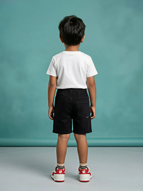 Boys Black Casual Denim Shorts