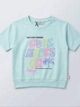 Girls Mint Green Graphic Cotton Top