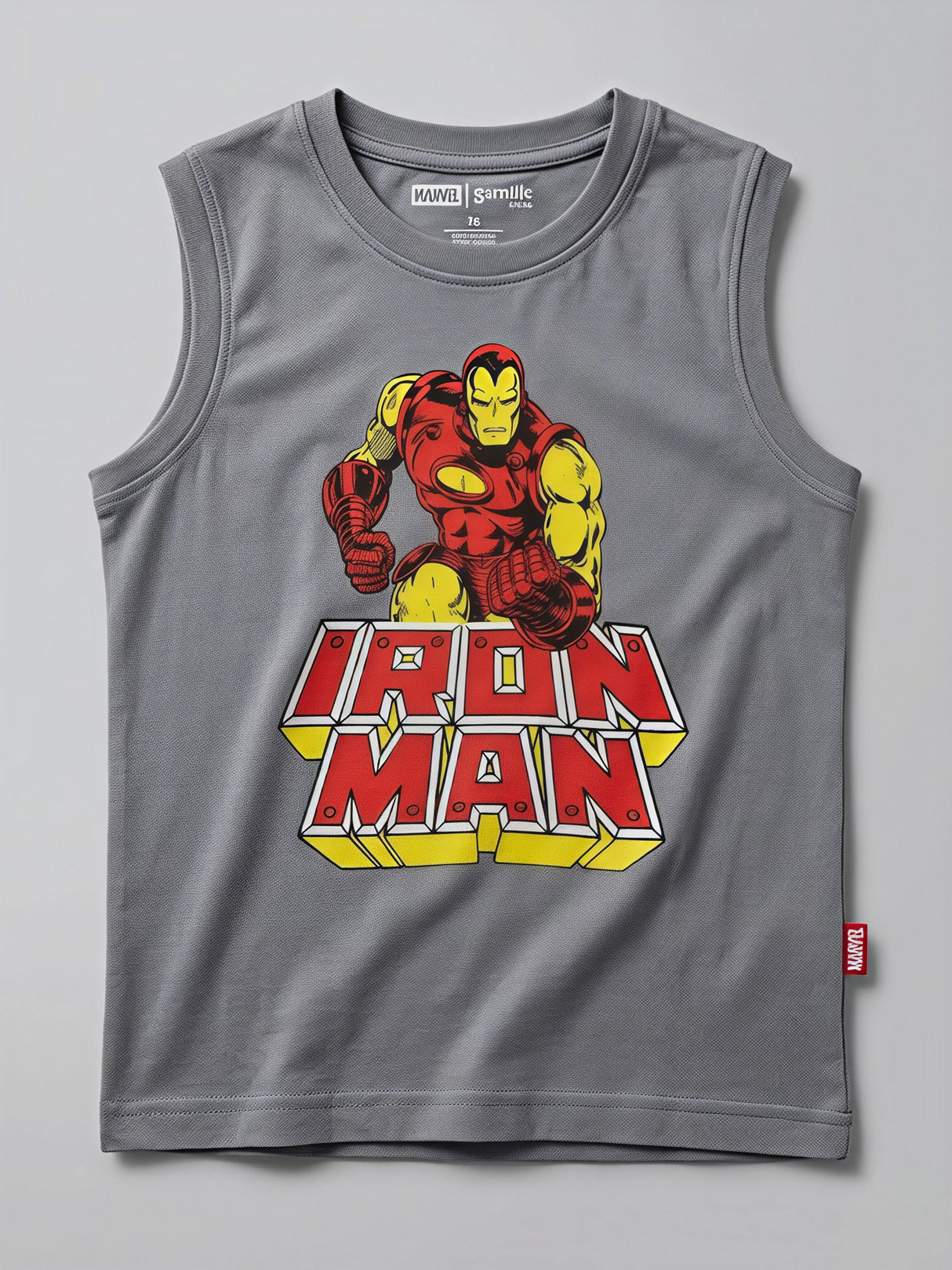 Boys Grey Iron Man Superhero Sleeveless T-shirt