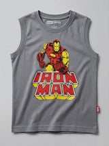 Boys Grey Iron Man Superhero Sleeveless T-shirt