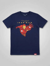 Boys Navy Blue Iron Man Graphic T-Shirt