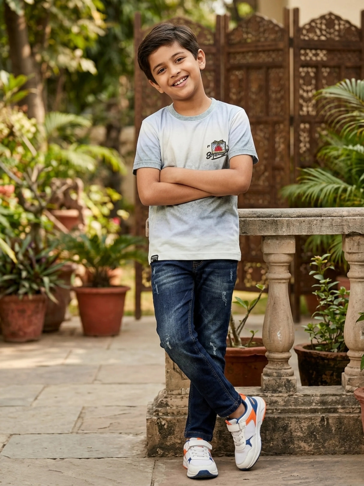 Boys Green Ombre Graphic Print T-Shirt