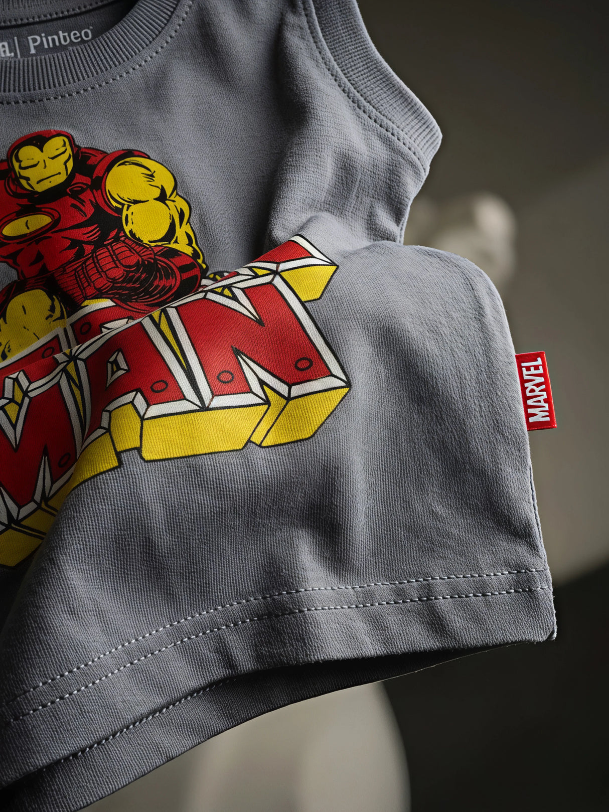 Boys Grey Iron Man Superhero Sleeveless T-shirt