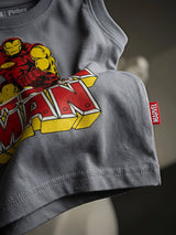 Boys Grey Iron Man Superhero Sleeveless T-shirt