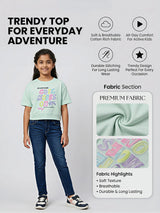 Girls Mint Green Graphic Cotton Top