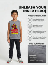 Boys Grey Iron Man Superhero Sleeveless T-shirt