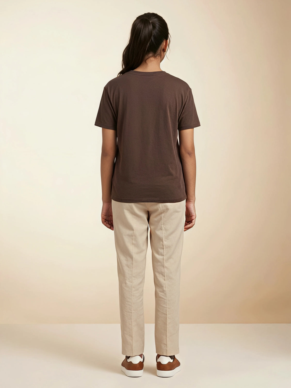Girls Brown Graphic Print Tops