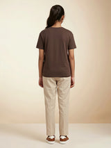 Girls Brown Graphic Print Tops