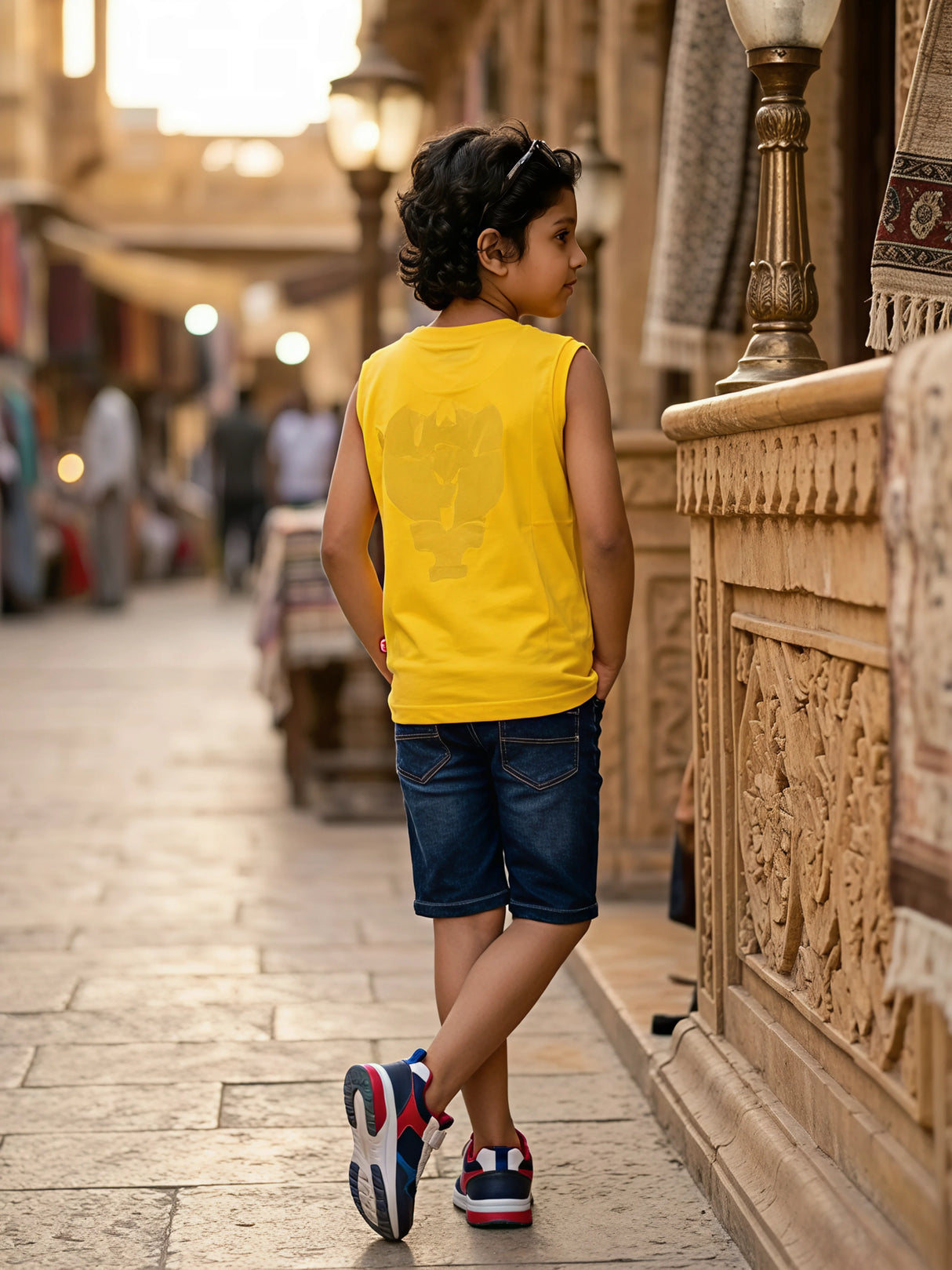 Boys Yellow Spider-Man Graphic Sleeveless T-Shirt