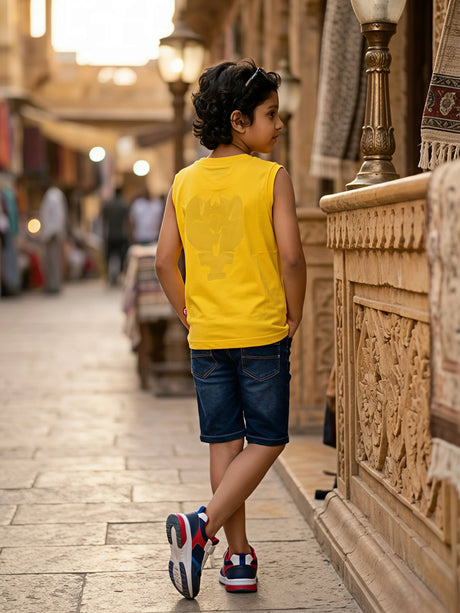 Boys Yellow Spider-Man Graphic Sleeveless T-Shirt