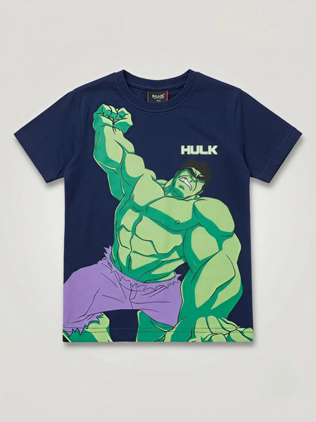 Boys Navy Blue Hulk Graphic T-Shirt