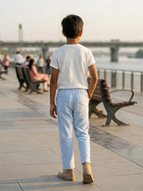 Boys Light Blue Comfort Fit Drawstring Pants