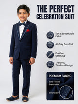 Boys Navy Blue Designer Coat Suit.