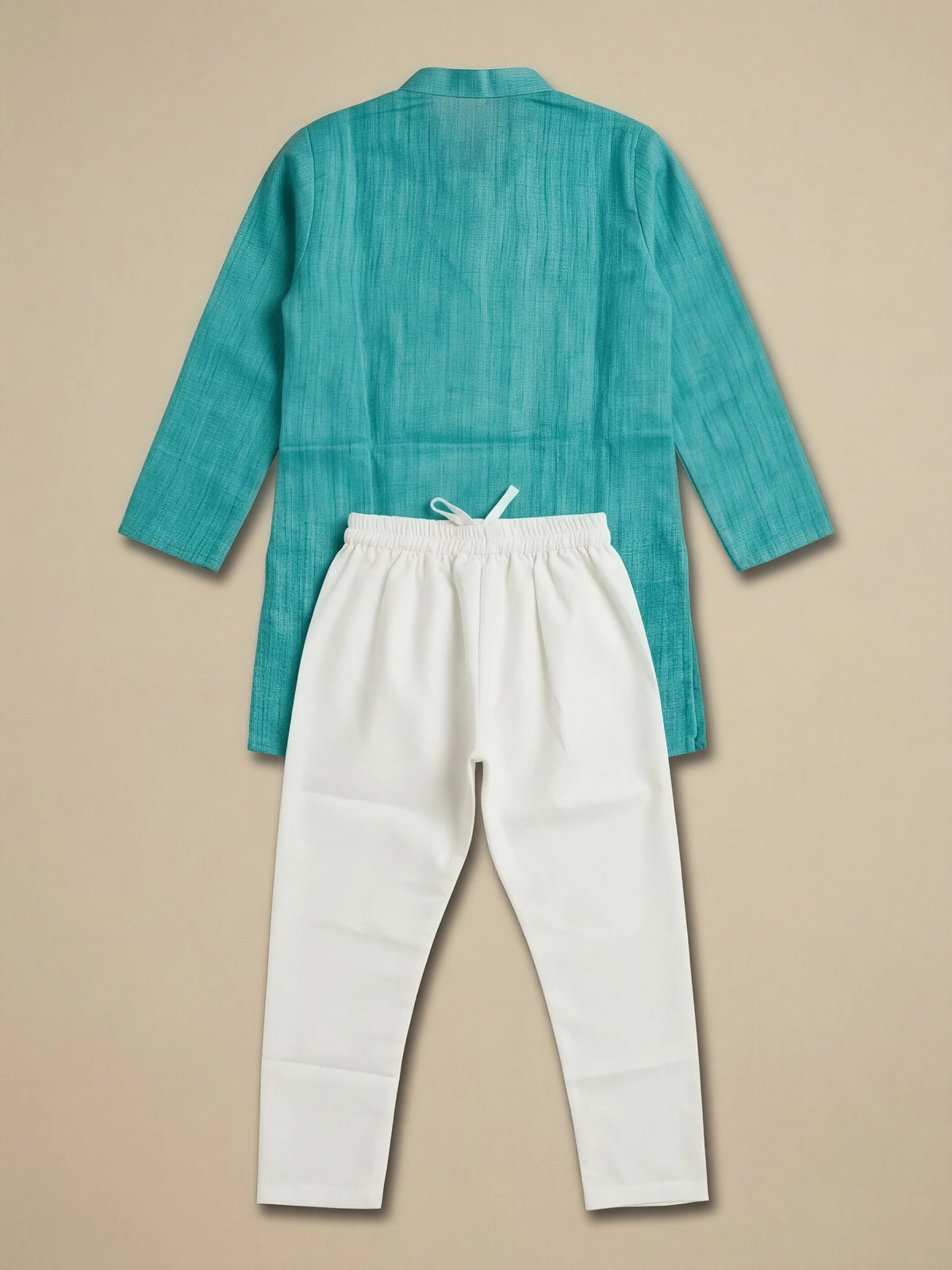 Boys Sea Green Textured Kurta Set