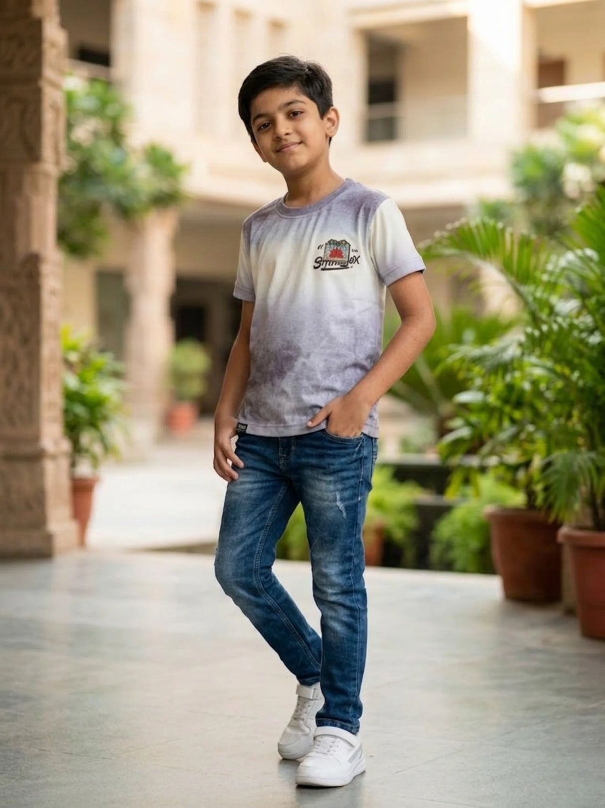 Boys Purple Ombre Gradient T-Shirt