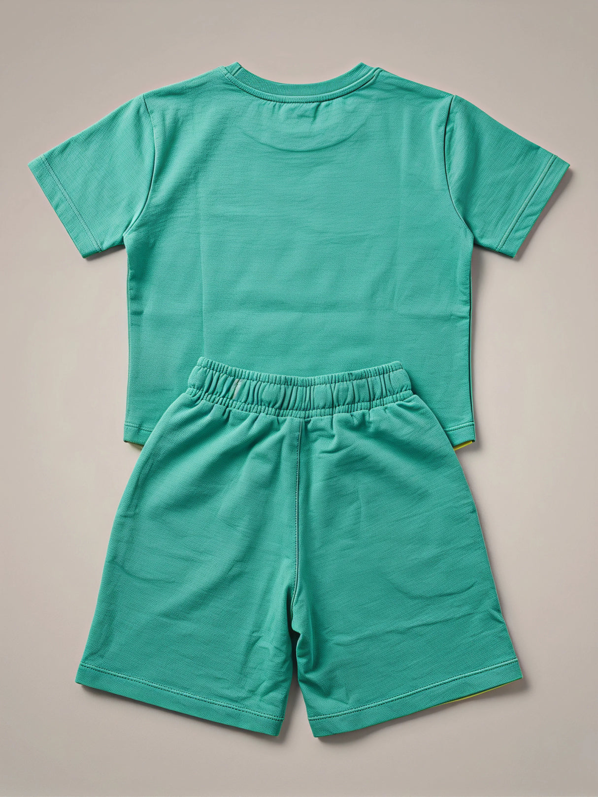 Vibrant Green Color-Block Girls Coordinate Set